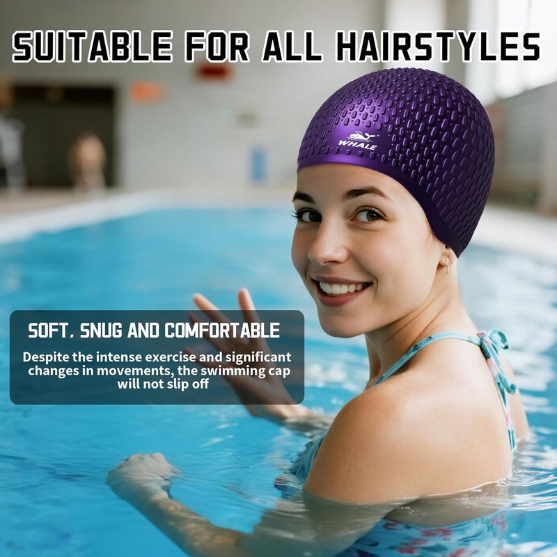 Whale Whlae Extra-Large Swim Cap, Featuring A Durable Silicone Strap and Waterproof Ear Design, Suitable for Long Hair, Thick Curly Hair and African Braids - Image 3